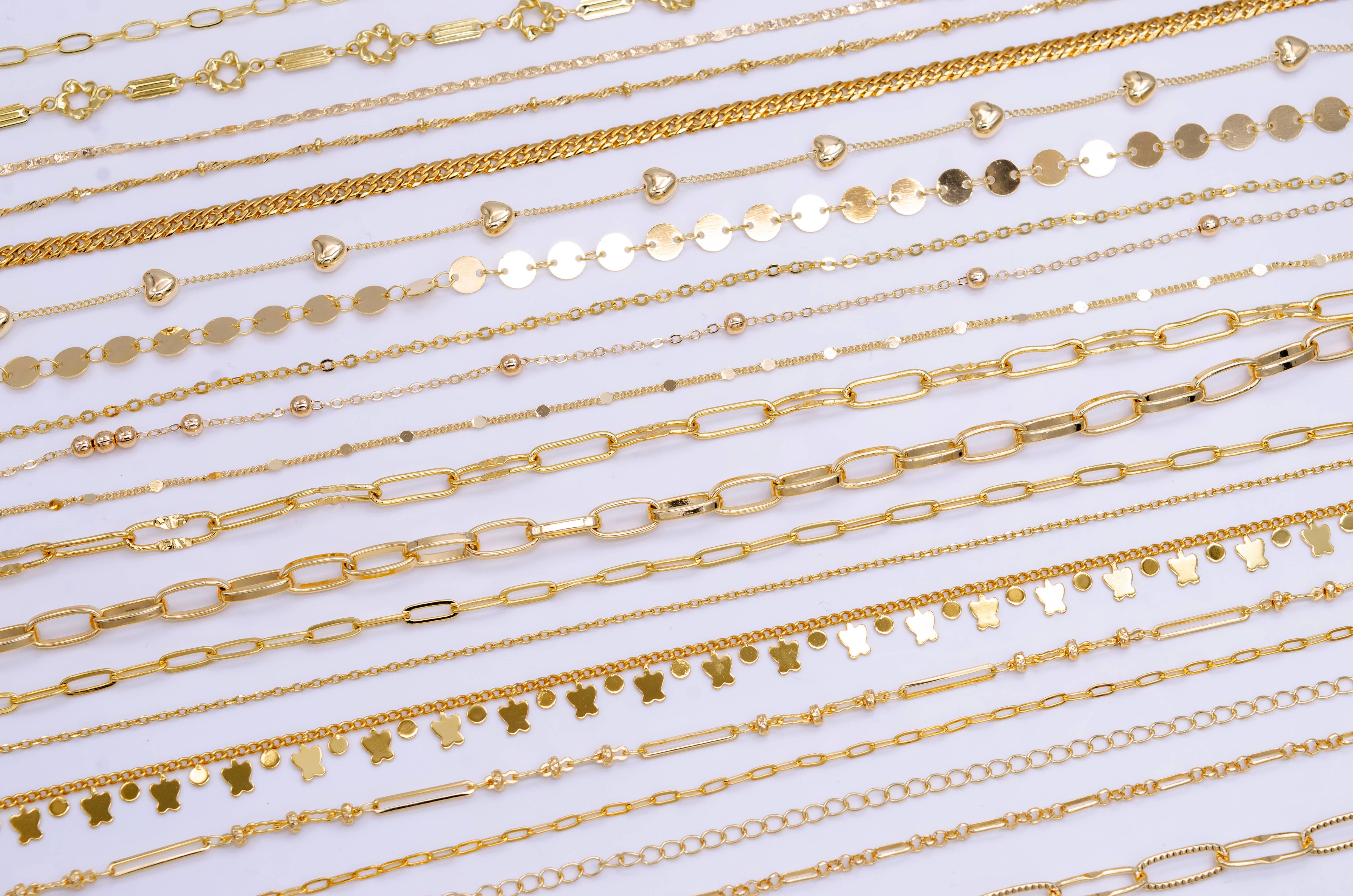 Aim Eternal - Venta al por mayor Material para manualidades - Charm Bar Chain Mystery Bag Sampler 10 cadenas doradas aleatorias 1