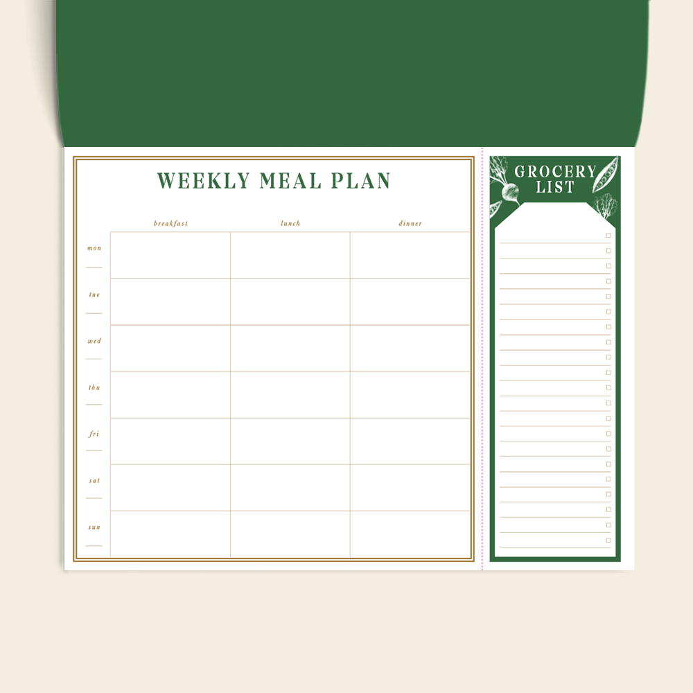 Papier - Vente Agendas - Planificateur de repas hebdomadaire et liste de courses, non daté - Récolte2