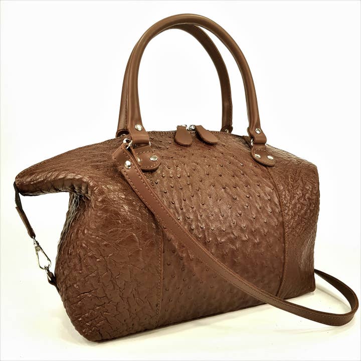 Borsa marrone in vera pelle di struzzo per la vendita all'ingrosso da parte di ANKO