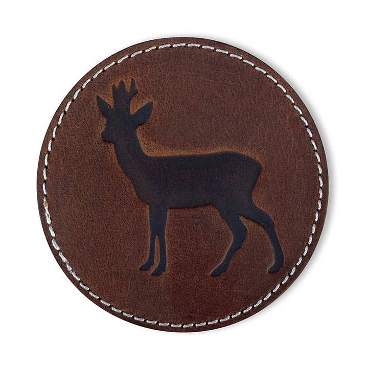 LEATHER by beth – Engroshandel Bordskånere – LEATHER by beth JAGT-coasters/ølbrikker-sæt i brun læder (ko