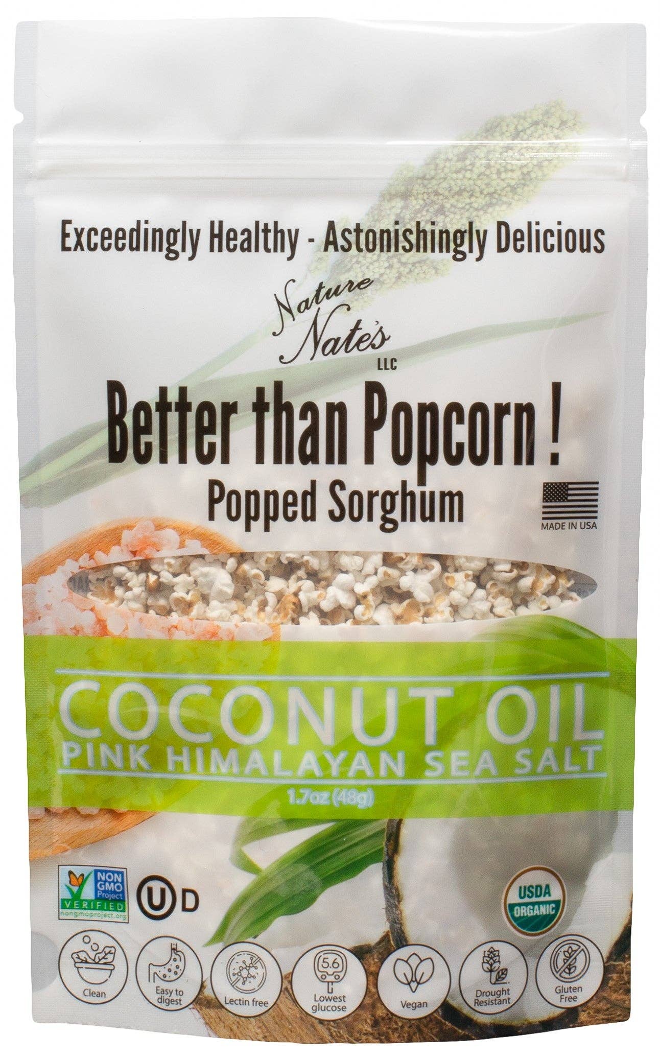 Nature Nate's LLC - Wholesale Popcorn - Organic Popped Sorghum Coconut Oil Pink Himalayan Sea Salt6