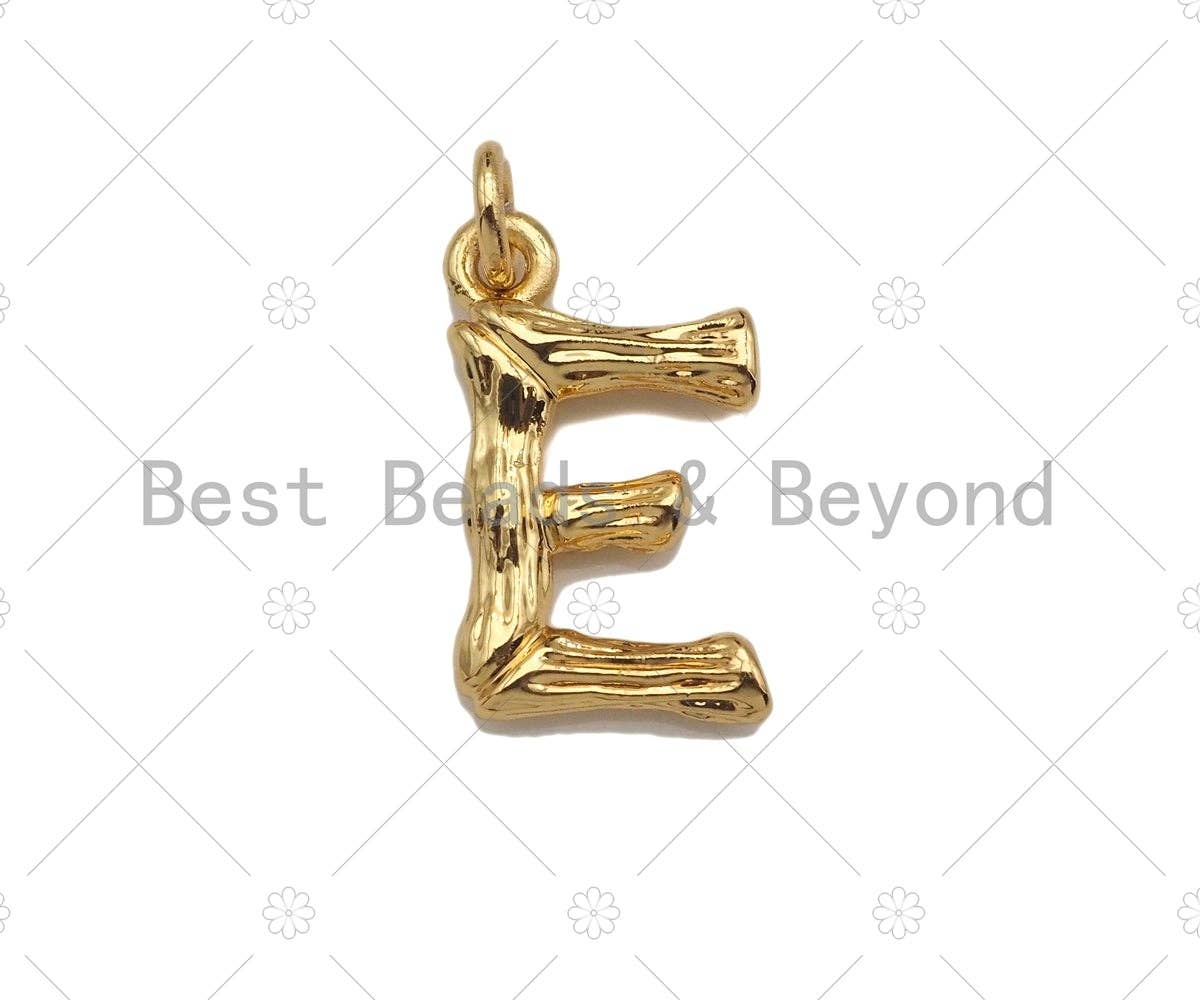 BestBeads&Beyond – wholesale Individual charm/pendant – Gold Bamboo Initial Charm, Alphabet Name Letter Charm,sku#L2771