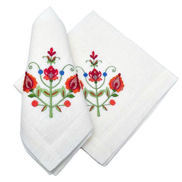 Handmade Originals Ukraine – wholesale Dinner & cloth napkin – Linen Embroidered Napkins Premium Quality 16x16'' - Floral