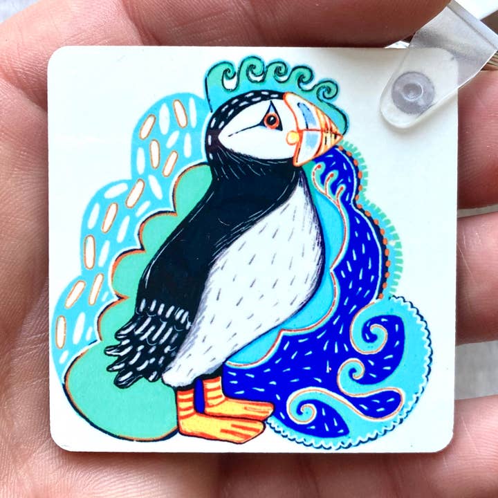 Puffin Square Keychain/Keyring (Copy) for wholesale by Slumbermonkey Designs