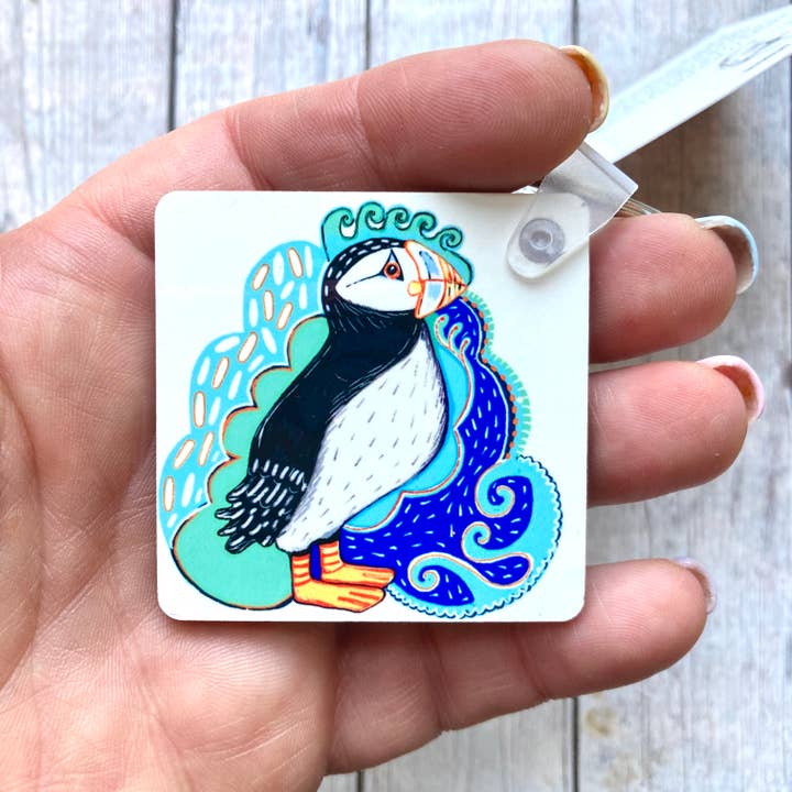 Puffin Square Keychain/Keyring (Copy) for wholesale by Slumbermonkey Designs