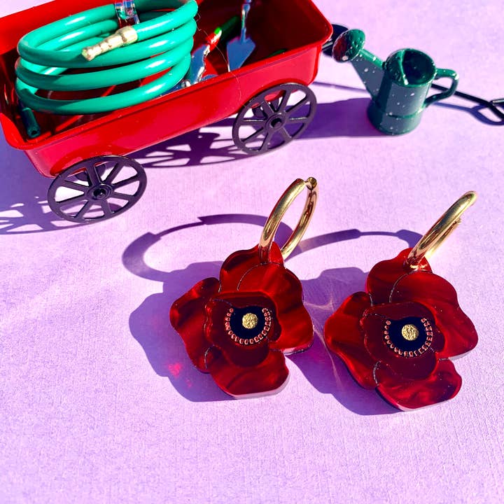 Not Picasso - Wholesale Hoop Earrings - Poppy Flowers