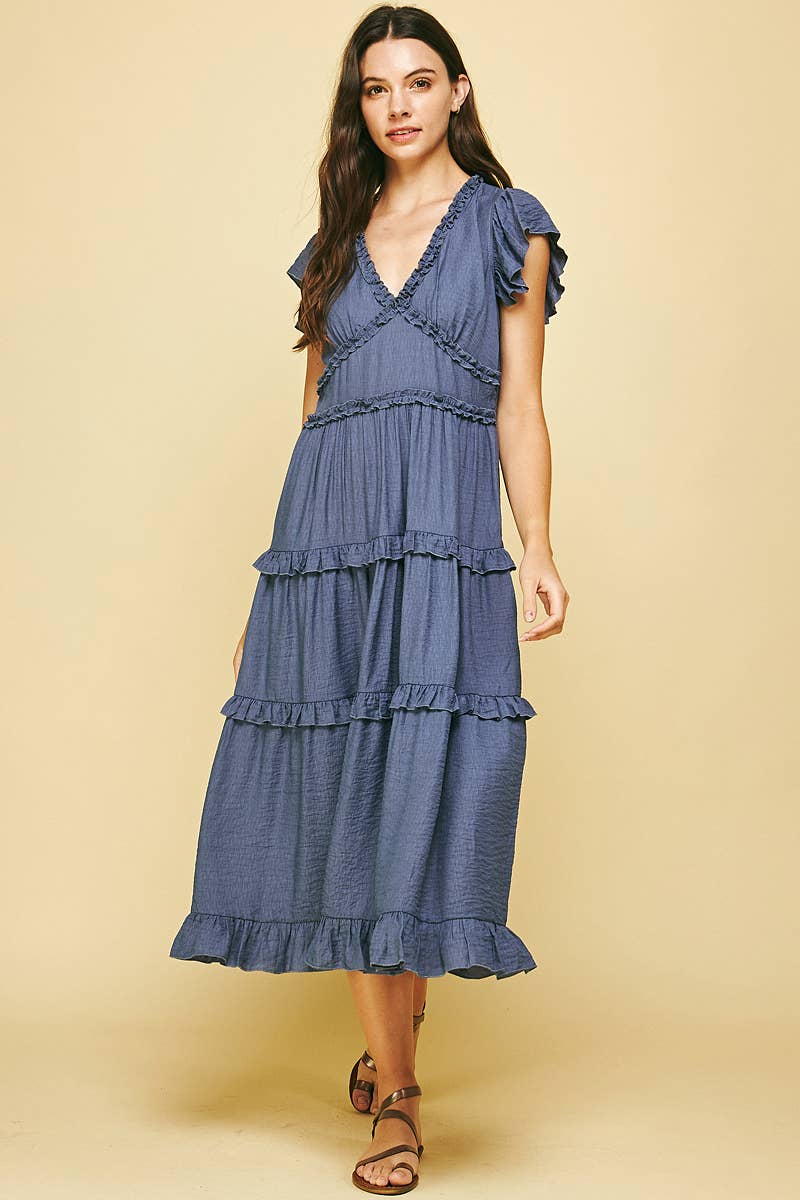 PINCH - Wholesale Dress - Women's - RUFFLED TEA LENGTH DRESS - 3597D1