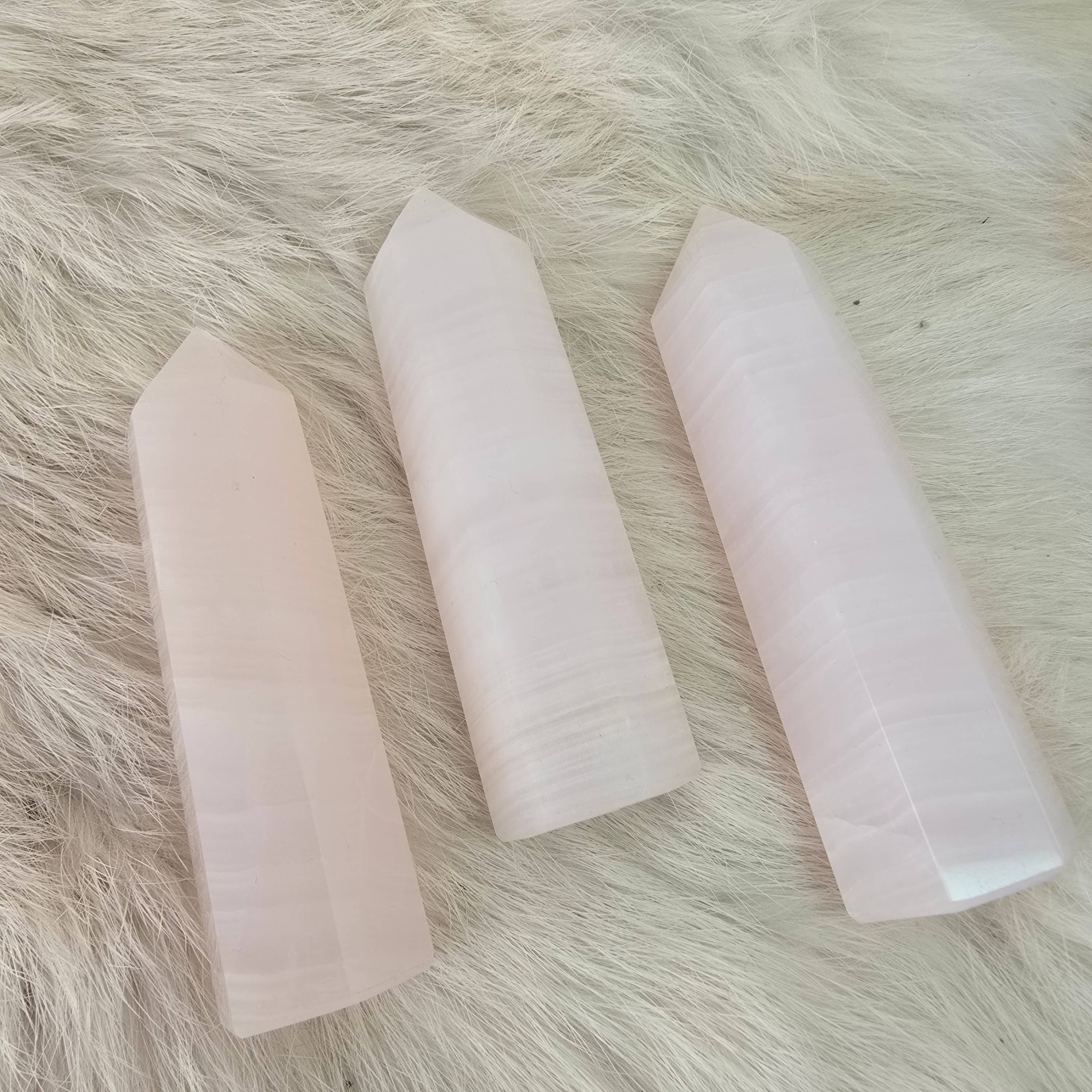 Aquamarine Daydream Wholesale - Wholesale Spiritual Stone/Crystal - 3pc Mangano Calcite Tower ~ Bulk Polished Crystal Towers0