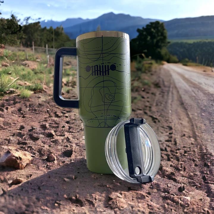 Detroit Shirt Co. - Wholesale Insulated Mug/Tumbler - Handle Mug - Jeep Topography - Green