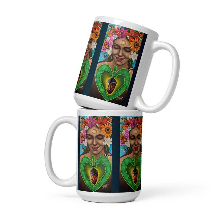 "Sommarblomster" Vit glansig mugg för wholesale av The Art of Francella