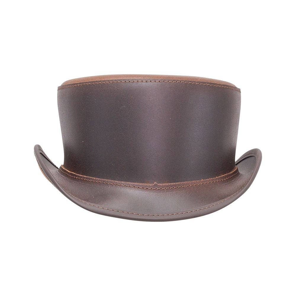 American Hat Makers - Wholesale Fedora - Uniseks - Echt Leren Hoge Hoed Zonder Band - Stijl Bromley4
