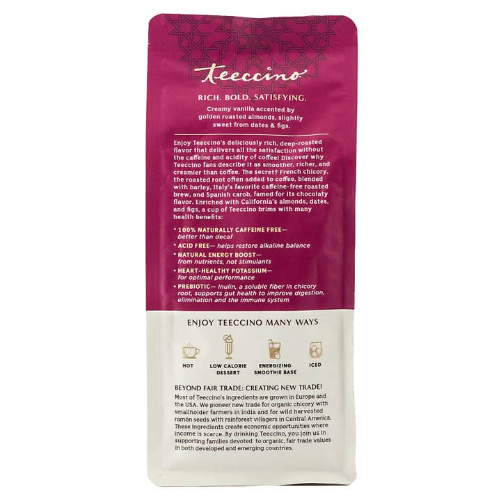 Teeccino - Wholesale Ground Coffee - Vanilla Nut Chicory Herbal Coffee- 75% Organic3