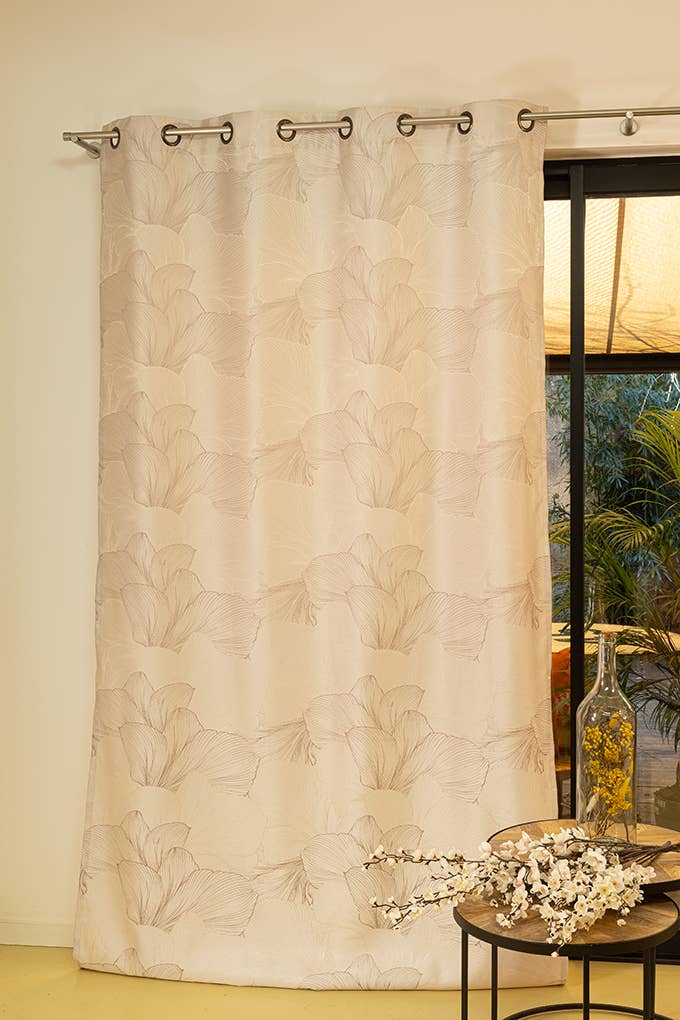 IPC TEXTILES - Venta al por mayor Cortinas - Cortina doble VERONA jacquard crema con ojales - 140 x 260 cm1