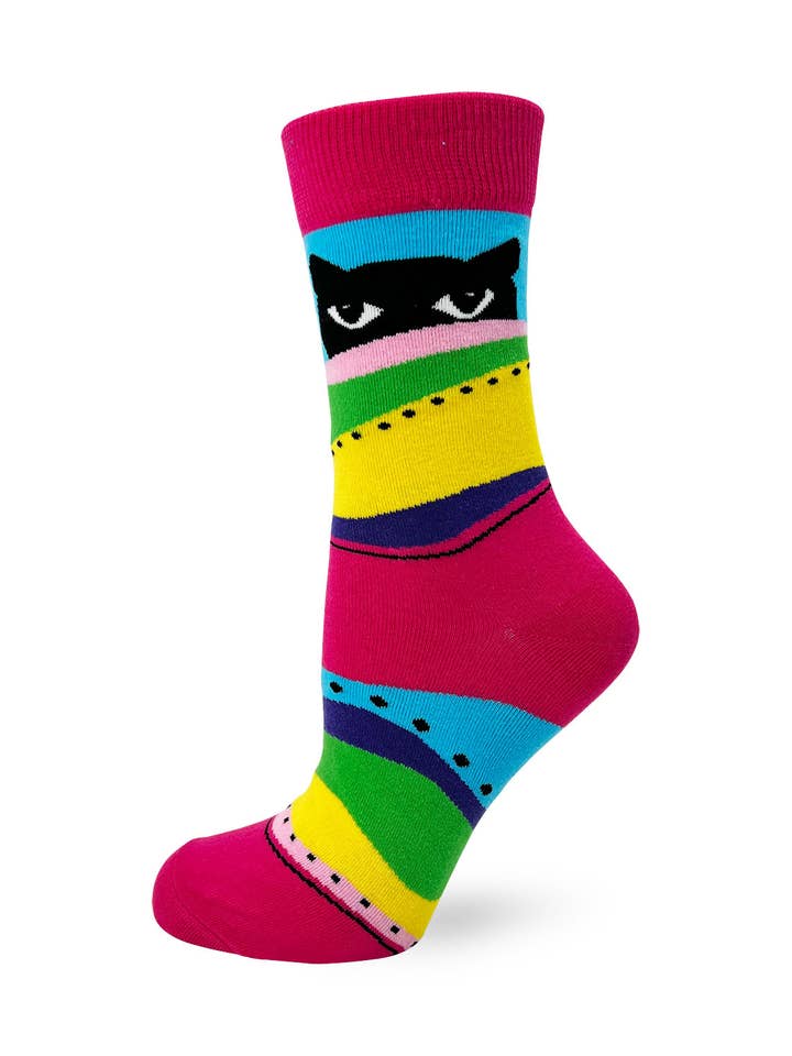 Fabdaz - Wholesale Socks - Women's - Rise and Shine Asshole Women's Crew Socks With Cats2
