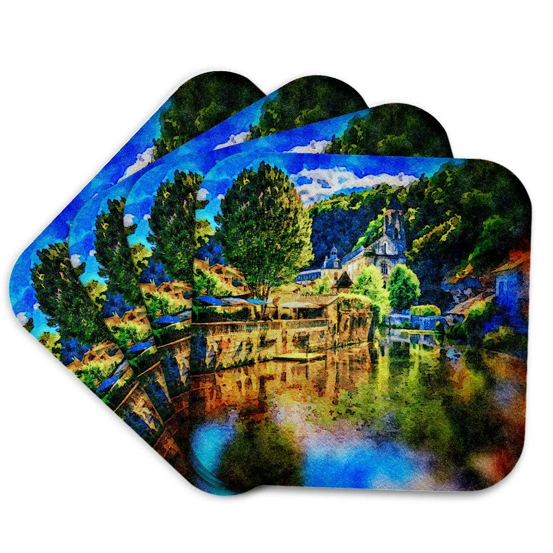 3dRose - Wholesale Coasters - 3dRose, Cathedral On The Water Image of Watercolor Painting, Coaster7