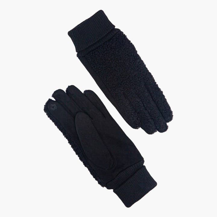 Sarta Accessories - Wholesale Gloves - Women's - Winnie Navy Blue Borg Fleece Gloves1