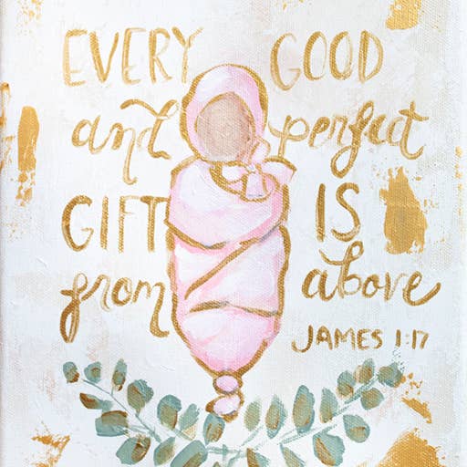 Mackenzie Kissell Art - Wholesale Art print - 'Every Good and Perfect Gift' in Acrylic Gold Frame 4x65