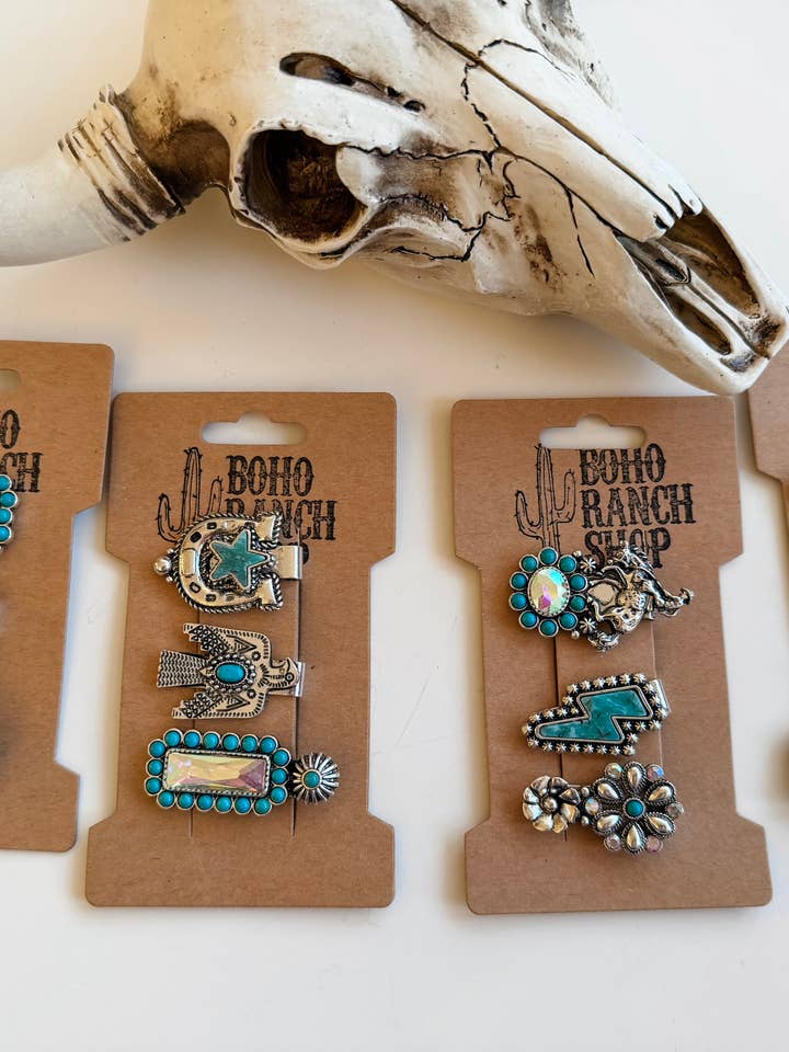 Western Hair Pin 3 Piece Set Bling Bobby Pin for wholesale by Boho Ranch Shop