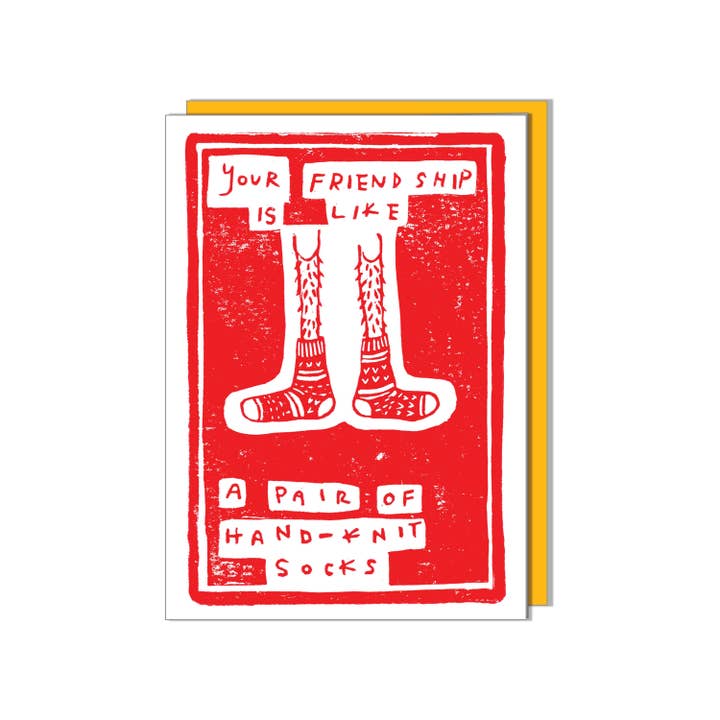 Knitted Socks Greetings Card for wholesale by Sage Flannery Art