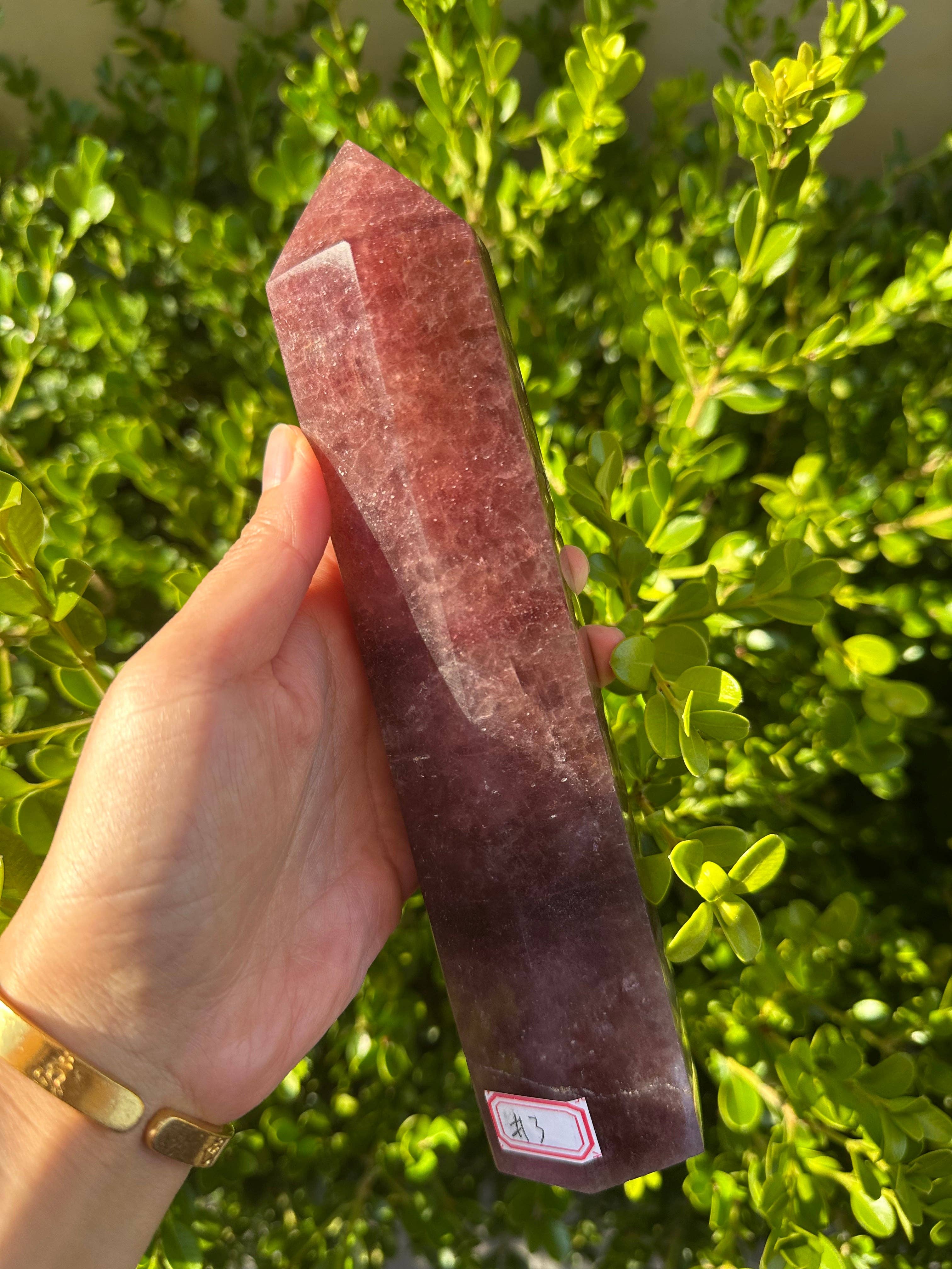 Moon Rituals - Wholesale Spiritual Stone/Crystal - Large Strawberry Quartz Crystal Tower Obelisk – Love & Emotional Healing, Christmas Crystal Gift  #38