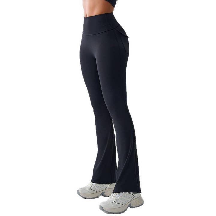 Pantalon de yoga évasé taille haute pour femmes à séchage rapide pour la course et le fitness pour la vente par Ekartini
