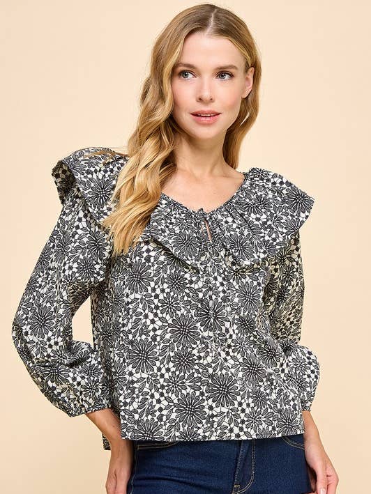 TCEC - Wholesale Blouse - Women's - CT8907S-Long Sleeve Floral Printed Top1