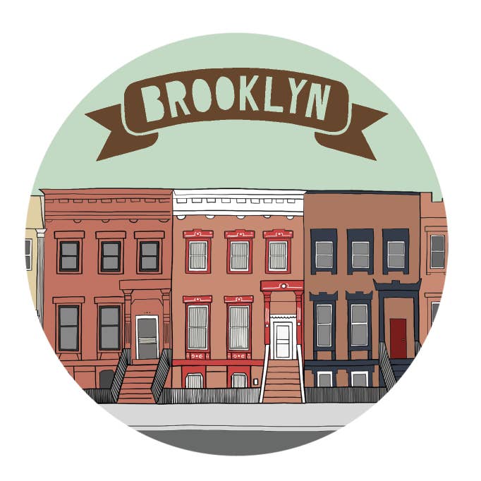 Brooklyn Brownstone Homes New York NY Vinyl Sticker for wholesale by Made by Nilina