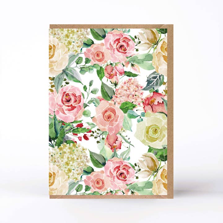 SIMPLY PAPER LOVE – wholesale Love card – 20084 Greeting Card Shabby Romantic Roses On White