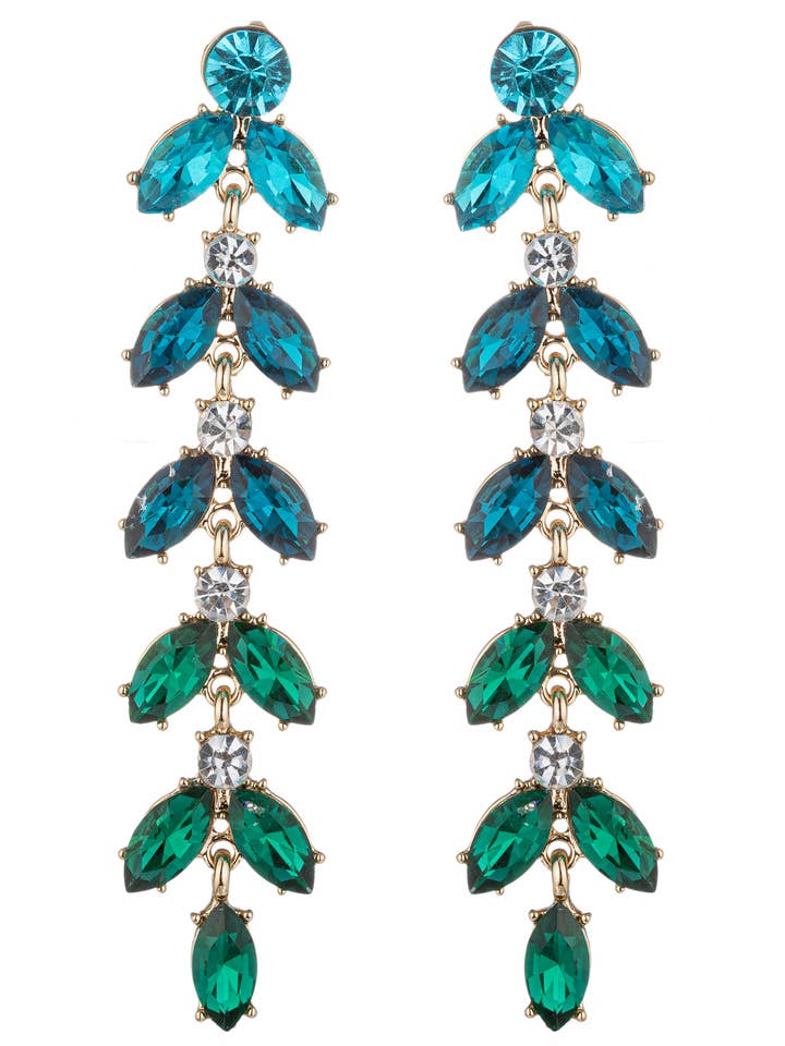 Blue Leaf Dangle Earrings for wholesale by Eye Candy Los Angeles
