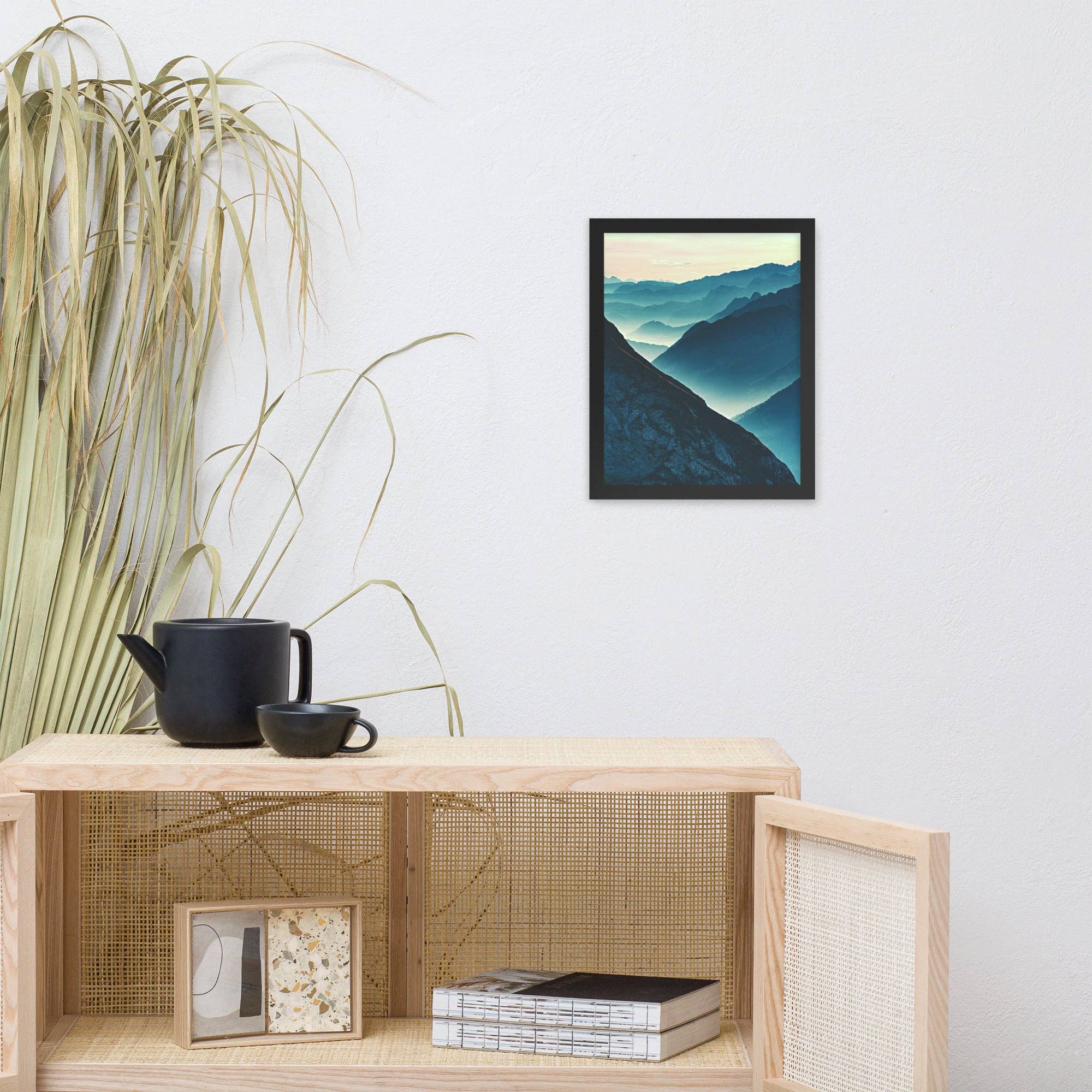 Pipa Wall Art & Home Decor – wholesale Art print – Misty Blue Silhouette Mountain Range Photo Framed Art16