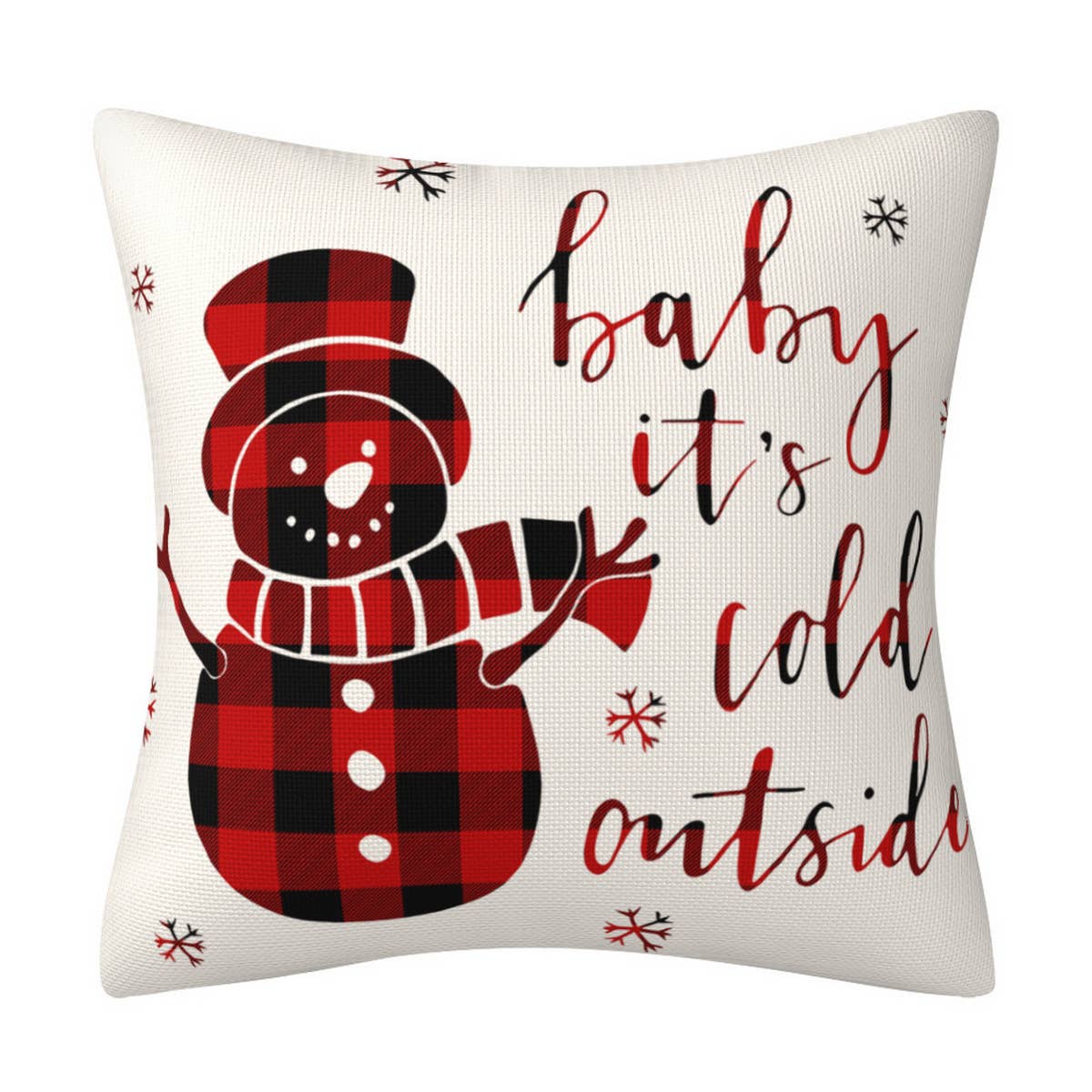 ACCITY - Wholesale Throw Pillow Cover - CHRISTMAS FESTIVE RED PLAID SNOWMAN PILLOWCASE_CWMM13860