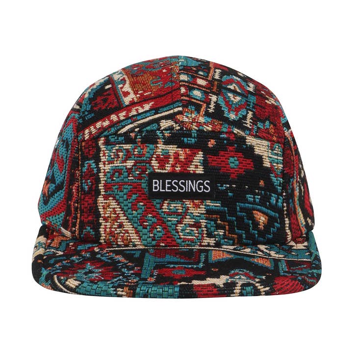 HatPhile Chenille Red Tapestry 5-Panel Hat – Blessings Edition for wholesale by HATPHILE