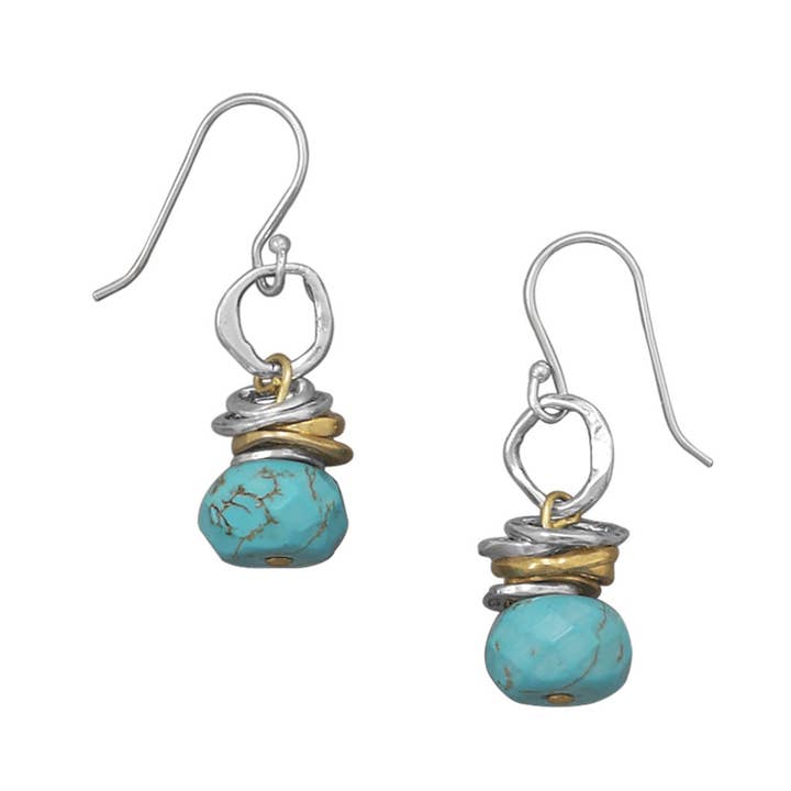 Pendants d'oreilles bicolores en turquoise pour la vente par Silver Stars Collection