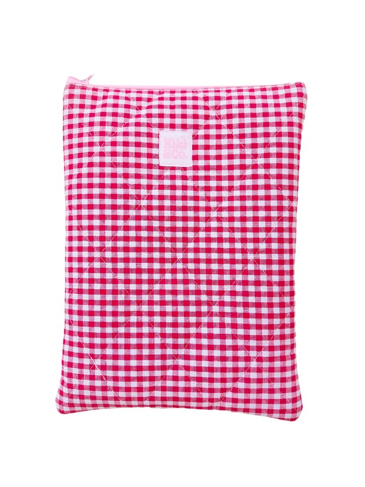 Quiltet bogomslag - Rød gingham for engroshandel hos Kiki & Co.