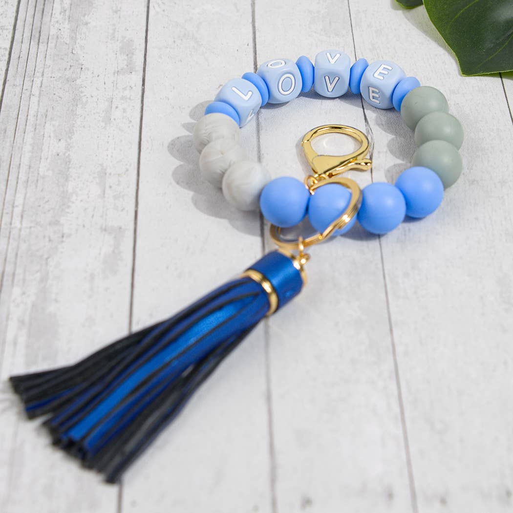 SoapElenGlen - Wholesale Keychain bracelet - LOVE Beaded Tassel Bracelet Keychain, Mother's Day Gift9