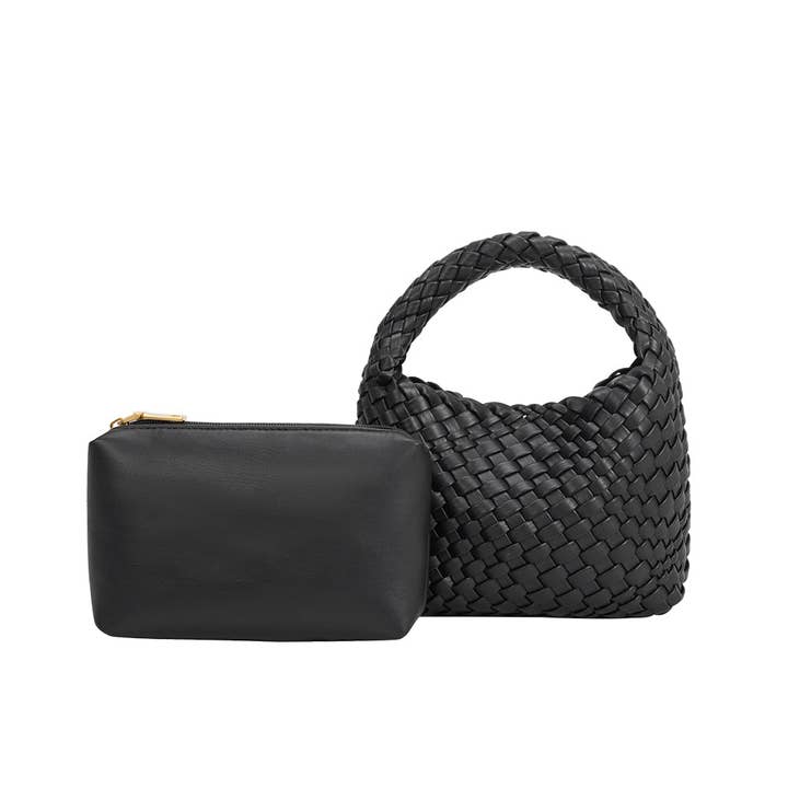 Melie Bianco - Wholesale Top Handle Bag - Women's - Sylvie Recycled Vegan Black Top Handle Bag4