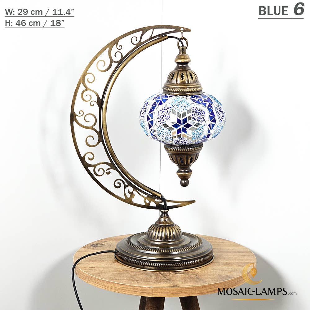 Mosaic Lamps - Wholesale Accent/Desk Lamp - 10+ Colors - Moroccan Moon Table Lamp, Arc, Murano Crescent12