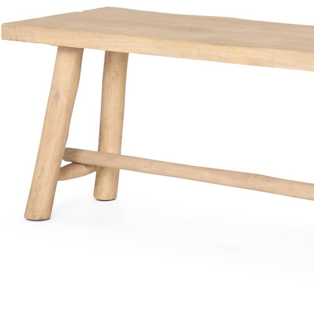 HomeRoots - Vendita all'ingrosso Panche - Panca in legno massello naturale con bordo vivo da 56" in finitura invecchiata.4