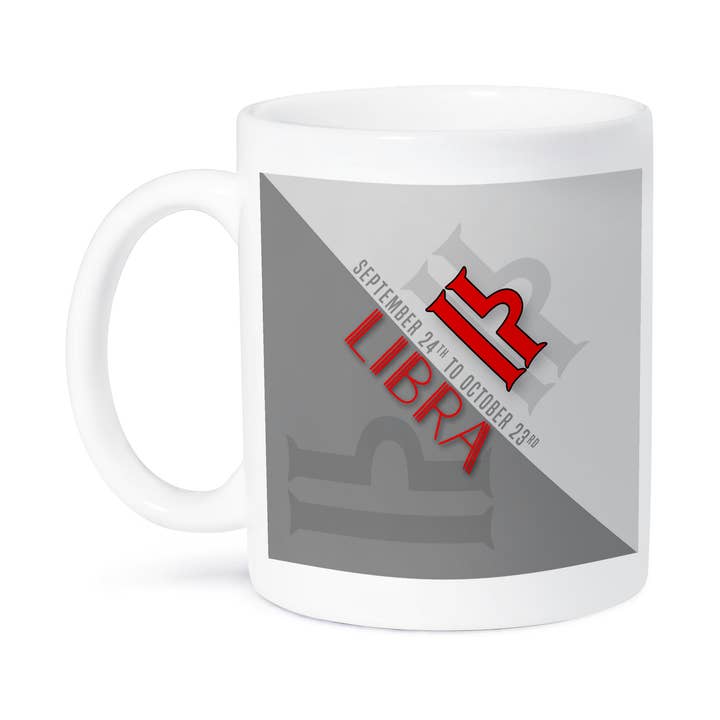 3dRose – wholesale Coffee mug – 3dRose, Libra Red and Gray Zodiac Star Sign for September and October, Mug8