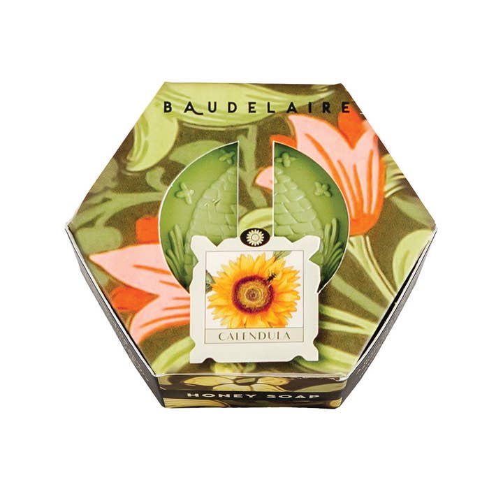 Baudelaire - Venta al por mayor Pastilla de jabón - Caja hexagonal de jabón de caléndula y miel, 3.5 oz