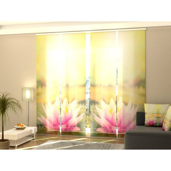 Set de 4 cortinas con forma de flor de loto rosa en el sol - para venta al por mayor de IlyDecor