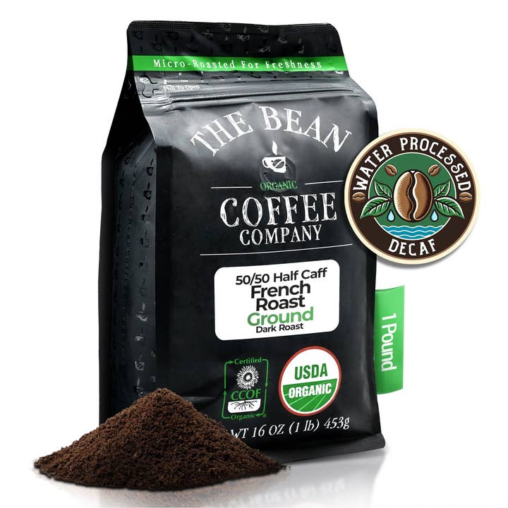 The Bean Coffee Company - Wholesale Coffee Beans - DECAF Organic 50/50 French Roast, 50% DECAF Coffee