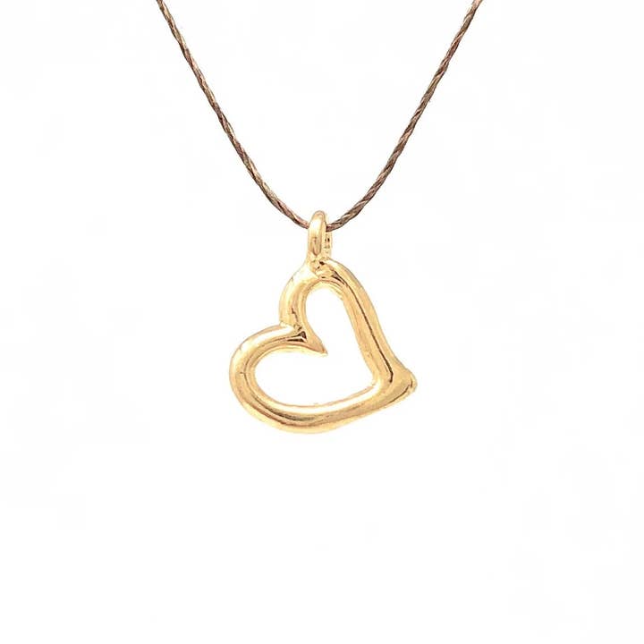 Open Heart Silk String Necklace or Bracelet Gold INTENTION for wholesale by Jennifer Shon Jewelry