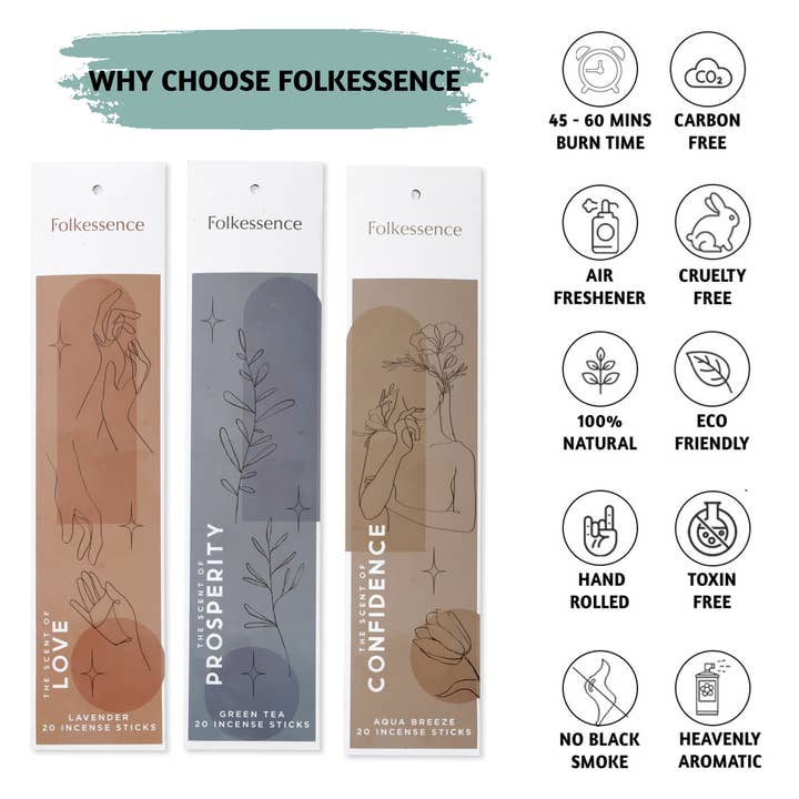 Folkhomes Global Inc - Wholesale Incense - Incense Sticks, Set of 6, Hand Rolled - Manifesting6