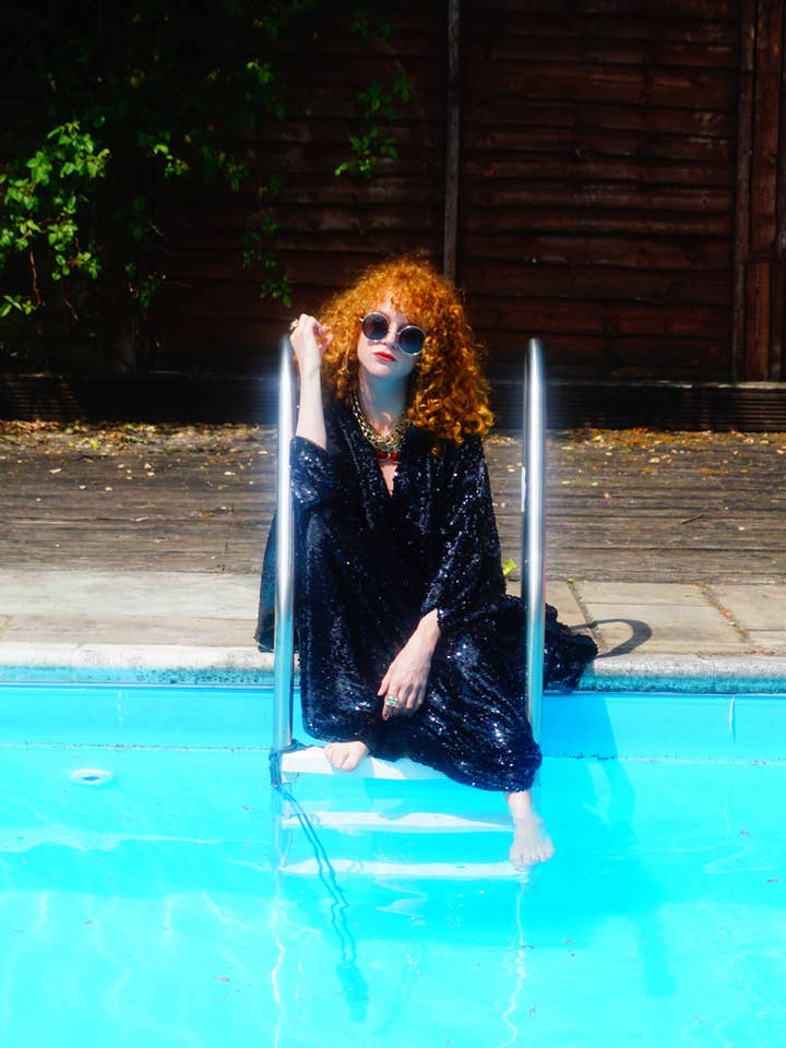 Fumbalinas - Wholesale Kaftan - Women's - Petrol Black Holographic Sequin Maxi Kaftan Gown/Kimono Robe30