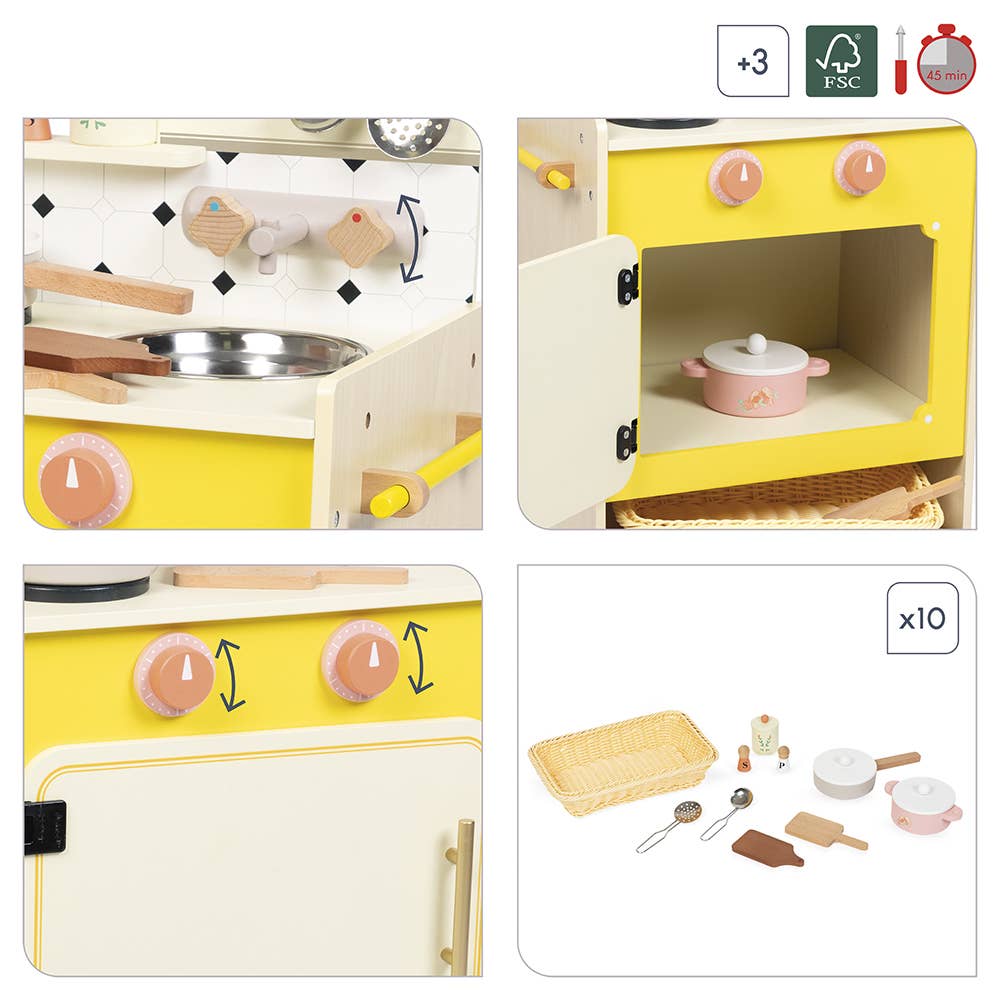 Janod - Wholesale Toy Set - Kids - Cottage Chic Compact Cooker1