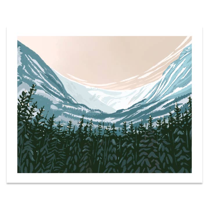 Tuckerman Ravine (from Hermit Lake), New Hampshire Print for wholesale by Kat Maus Haus Illustration