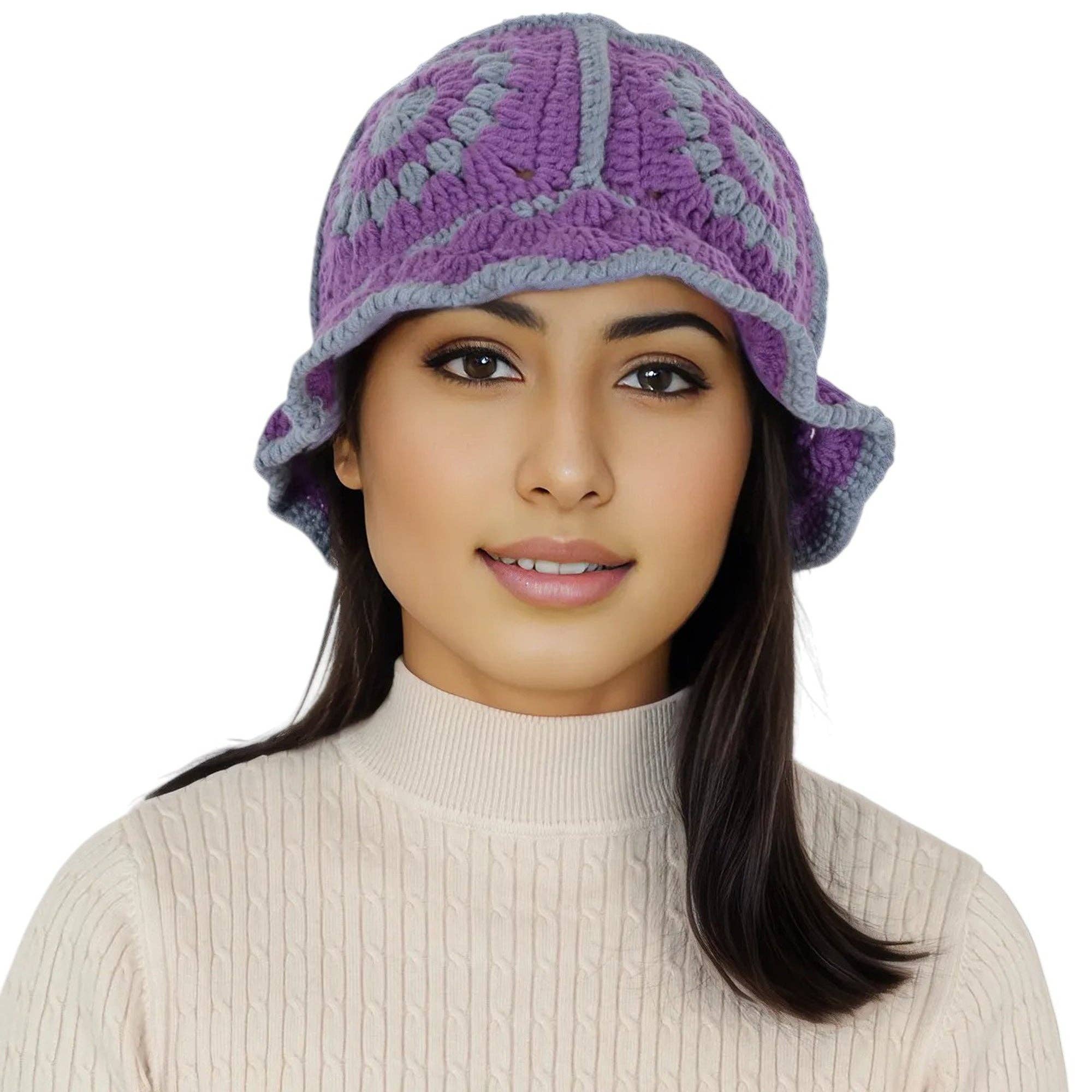 AK Brand – Engroshandel Bucket hat - Dame – Hæklet bøllehat retro solstråle strik foldbar strandhat19