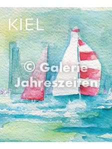 Kiel Segelboote und Ehrenmal Postkarte für den Großhandel von Karen Utermann Galerie Jahreszeiten