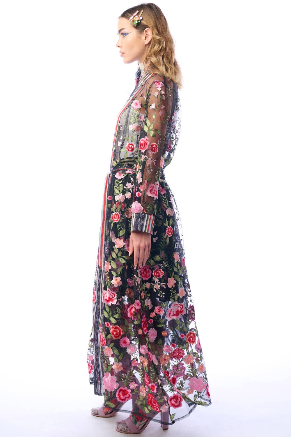 Aratta | Women's Fashion - Wholesale Kimono - Women's - Dark Rose Embroidered Duster4